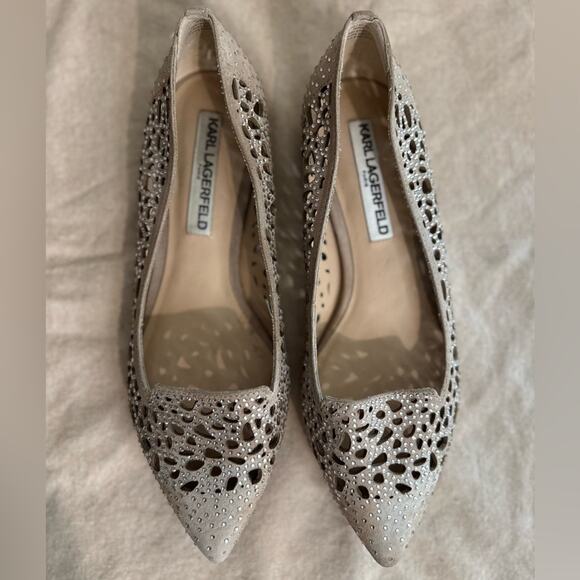 KARL LAGERFELD 😎 Paris: “The Nina” - Diamond Studded Slip-On Flats (Size 7) - Picture 3 of 15